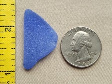 PURE BEACH SEA GLASS SURF TUMBLED CORNFLOWER LIGHT BLUE OCEAN FROSTED PENDANT V3