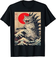 Catzilla Cat Japanese Art Funny Cat Gifts For Men Women E7