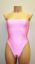 Women Leotard 200-51 Off-the-shoulder Hole Crotch Pink Spandex Size S