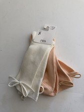 NEW 2 Pairs of ZARA Girl  s Dress Socks White Pink with Bows 12-14 Years NWT