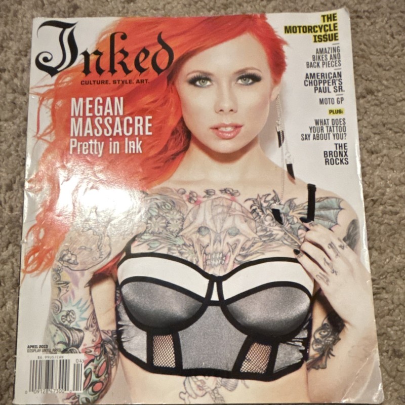 Inked Magazine April 2013 Illustrated Tattoo Motorcycle Art Megan Massacre