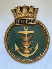 HMS Humber - Odznaka tablicy rejestracyjnej herbu statku - ręcznie malowana, lity metal 0,9 kg