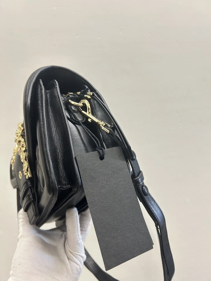 Versace Jeans Couture Black Baroque Buckle Shoulder Bag Quilted Leather Large - Image 3 of 4