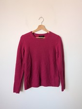 Maglione maglia Tahari rosa bacche scure 100% puro cashmere taglia S