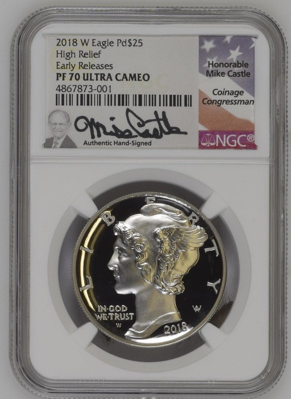 2018-W AM EA 1oz Pall Proof High Relief Coin NGC PF-70 Ultra Cameo ER Castle SIG