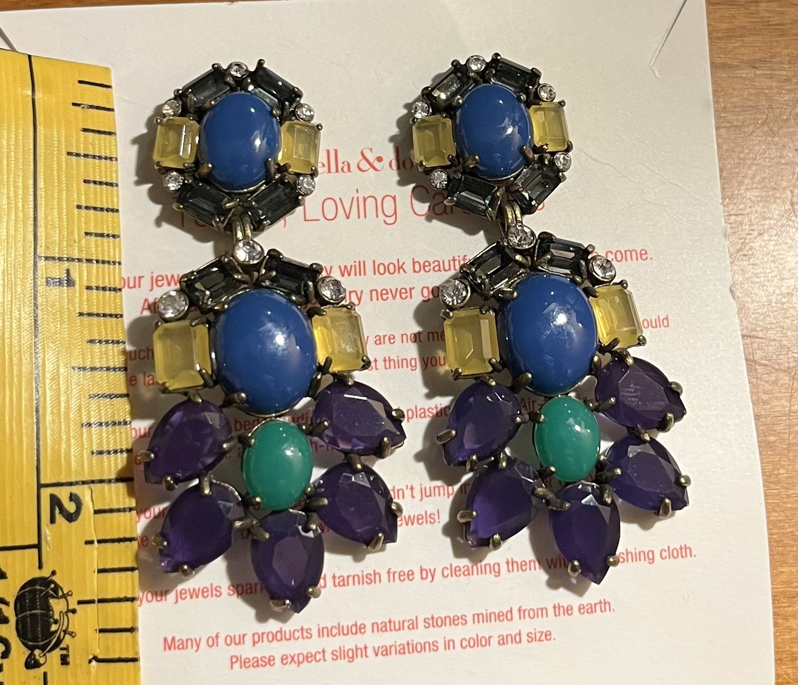 Stella & Dot Statement Dangle Pierced Earrings Mu… - image 4