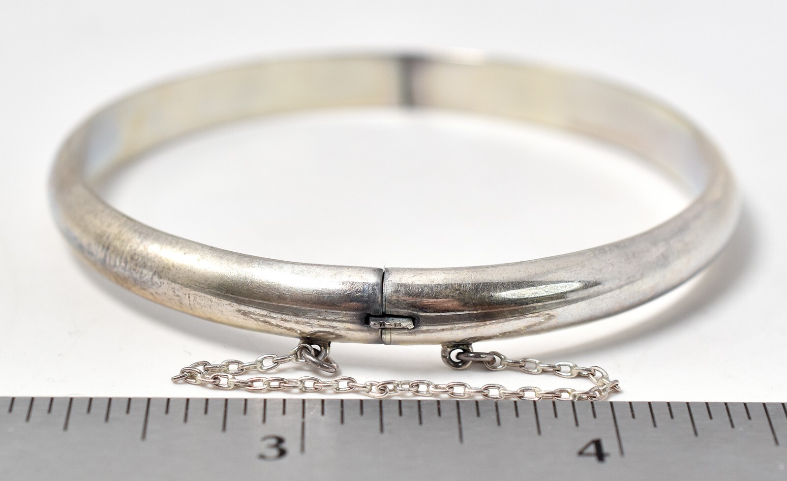 Solid Sterling Silver Hinged Bangle Bracelet 925 - image 3