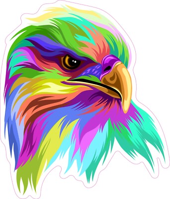 Rainbow Colored Eagles Head Vinyl Bumper Sticker Window Decal Multiple Sizes