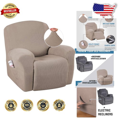 Durable Stretch Jacquard Recliner Slipcover - Fits Both Electric and Manual