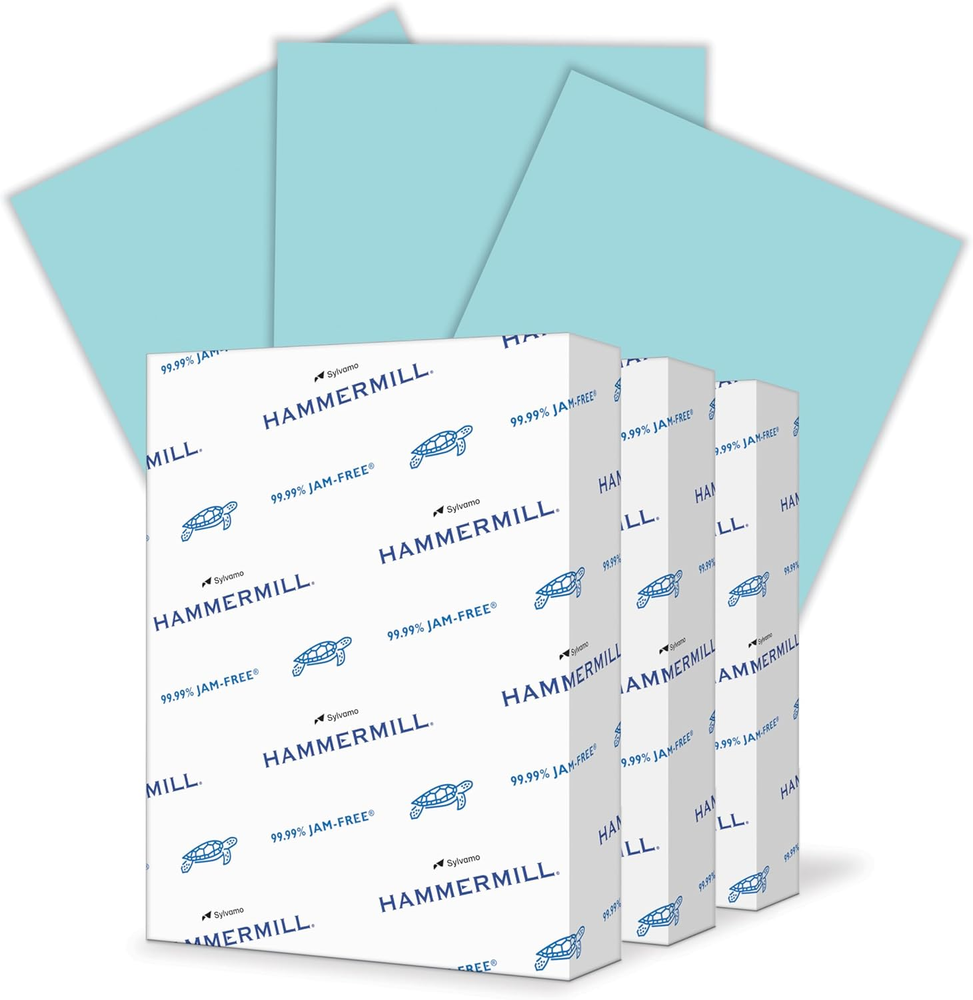 20 lb Blue Printer Paper, 8.5x11, 3 Reams (1,500 Sheets), Made in USA