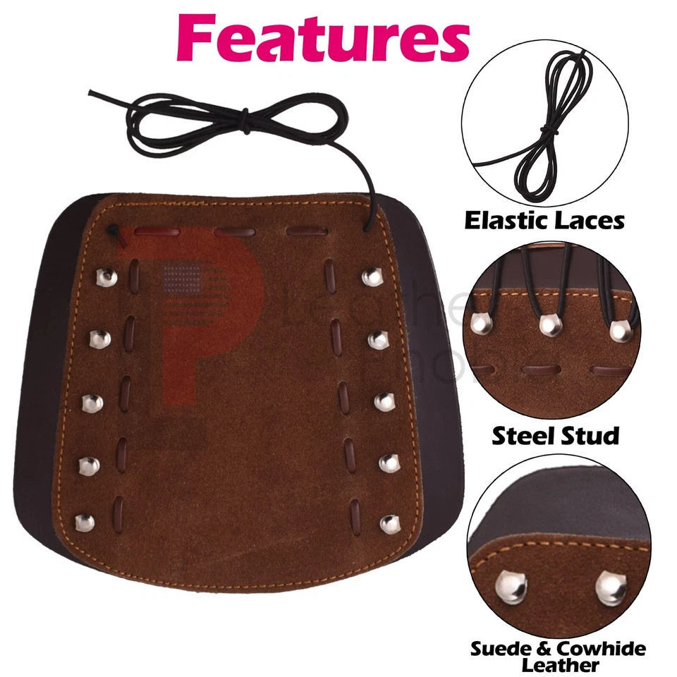 Archery Leather Arm Guard Protector Traditional Forearm Guard Hunting Arrow Bow - Image 3 of 4
