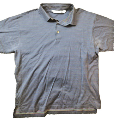 Vtg Bobby Jones Shirt Large Blue Golf Polo Embroidered Emblem Made In Korea