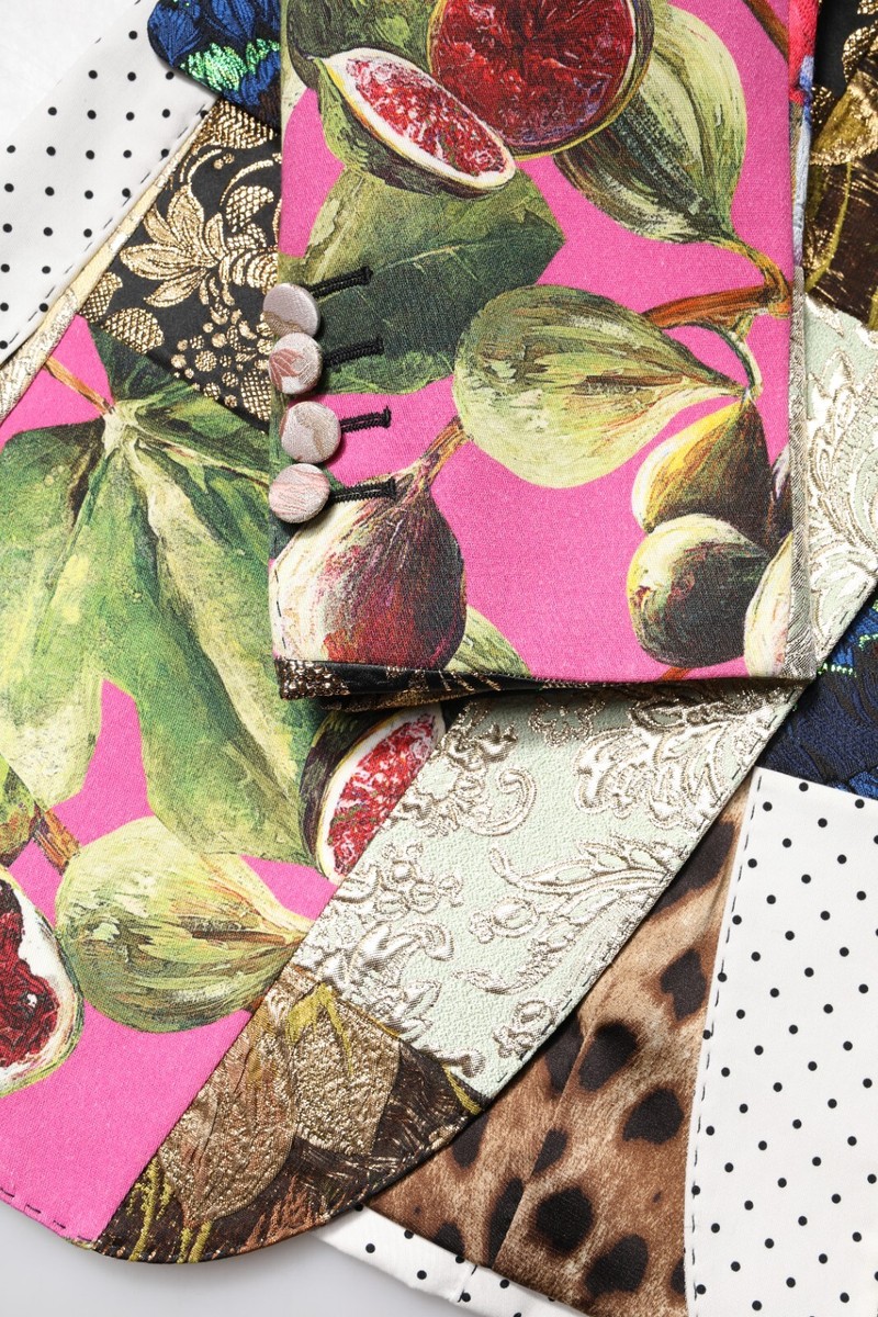 DOLCE & GABBANA Jacket Multicolor Floral Patchwork Jacquard IT40