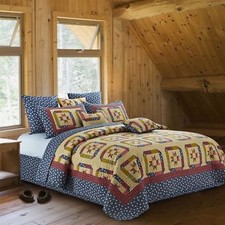 Stargazing Tan 3 Piece Queen Size Quilt Set Blanket w/ 2 Matching Pillow Shams