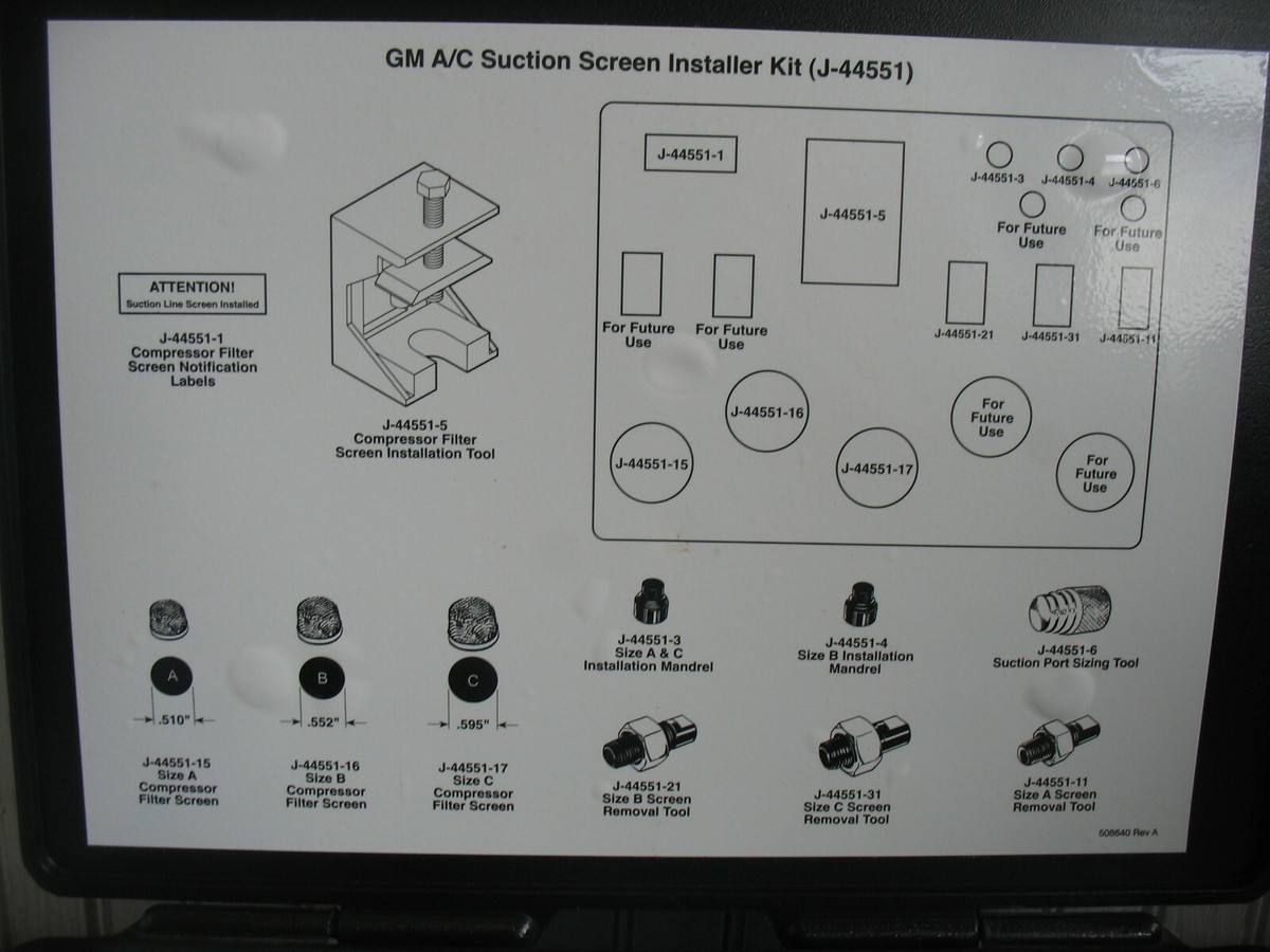 サンプルセット Kent Moore Specialty Tool J-44551,GM A/C Suction Screen
