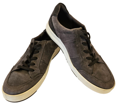 ECCO Shoes Mens 8 Jack Tie Brown Soft Leather Casual Lace Up Sneakers