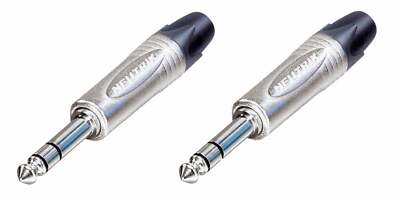 (2 PACK) NEUTRIK NP3X 1/4'' TRS Stereo Male Cable Mount Plug - Nickel Shell
