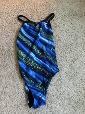 TYR Blue Multi Color Blue Swimsuit - Size 22