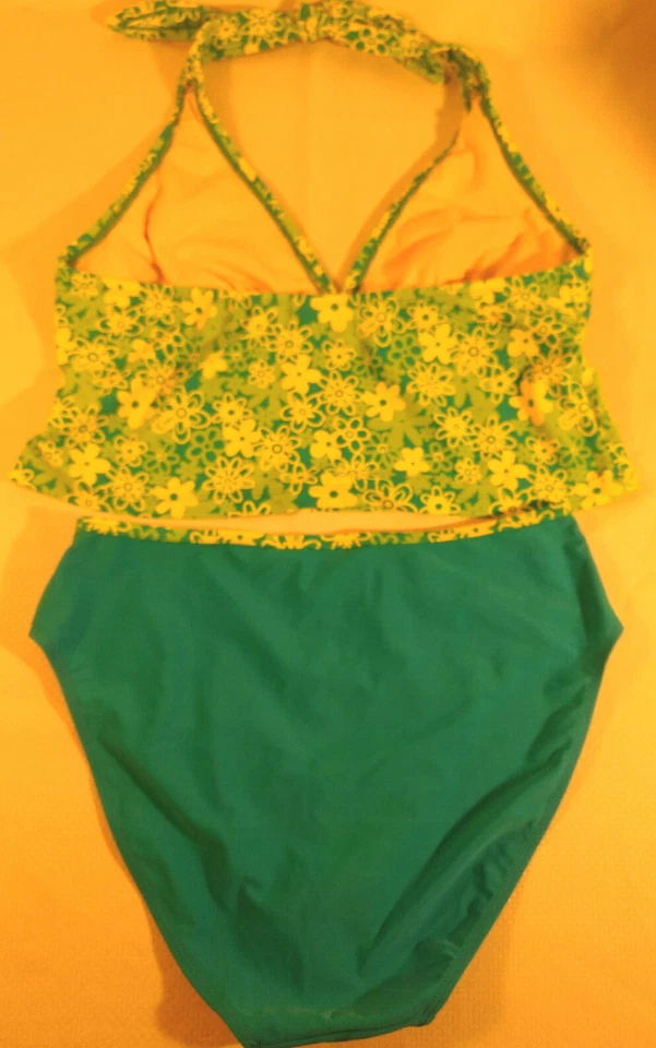 Womens CAROLINA COLOURS 2 Piece Bikini Tankini Bathing Swim Suit Green & Blue M Foto 3 de 4