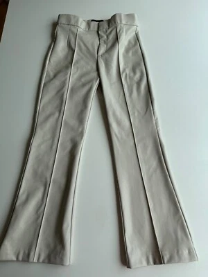 ZARA CREAM FAUX LEATHER MEDIUM FLARE CUT OFF TROUSERS RARELY WORN - Image 1 of 4