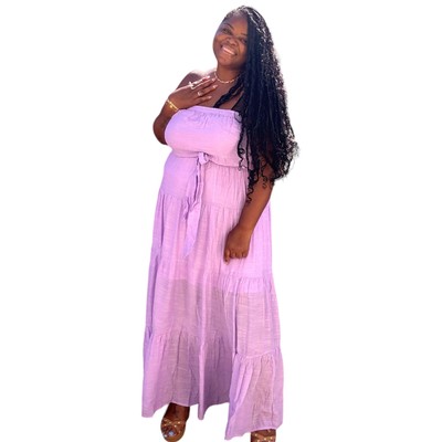 Plus Size Lavender Tube Tiered Maxi Dress | eBay