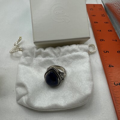 HANDWERKGEFERTIGTER KRÄFTIGER BIRNENFÖRMIGER LAPISLAZULI-RING STERLING GRÖSSE 8 QVC BLAU