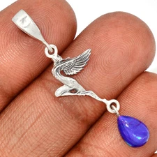 Fairy - Composite Kingman Purple Mohave Turquoise 925 Silver Pendant CP29262