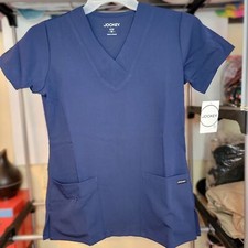 Jockey Scrub Top Fitted Women's Cut SS Navy - Size XS NWT