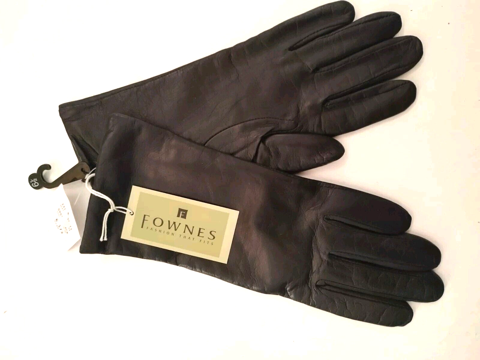 Fownes Womens Genuine Leather Cashmere Lined Gloves Size 6 5 Black Subtle-image