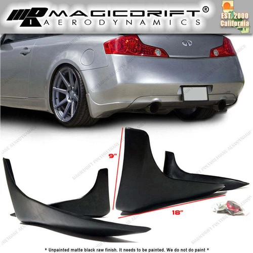 For 03-07 Infiniti G35 Coupe Rear Bumper Lip Aprons Corner Splash Mud Guards PU