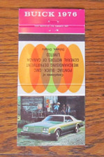 1976 BUICK CAR DEALER MATCHBOOK COVER: GENERAL MOTORS OF CANADA OSHAWA, ONTARIO