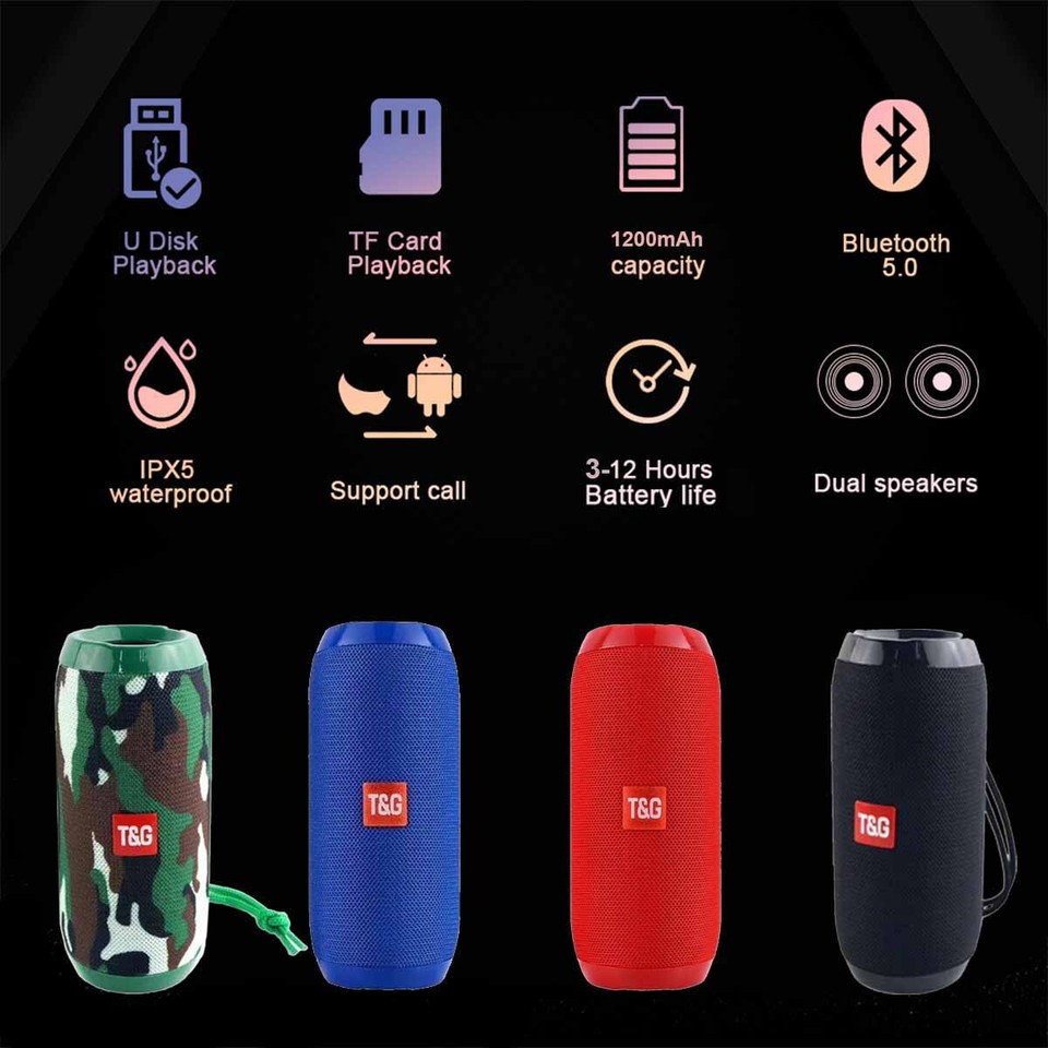 LOUD Bluetooth Wireless Portable Speaker Waterproof Stereo Bass USB TF ...