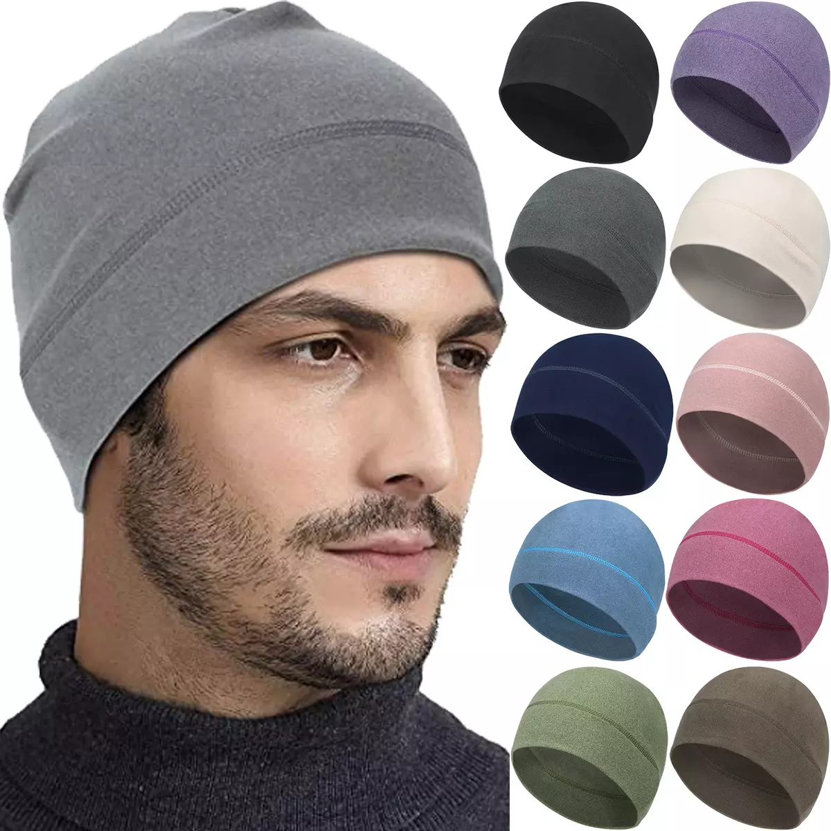 Winter Warm Fleece Windproof Cycling Skull Cap Helmet Liner Running Beanie  Hat