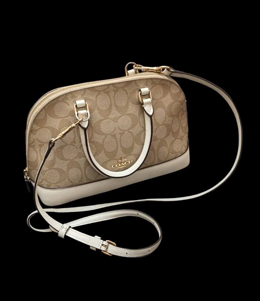 Coach F27583 Signature Mini Sierra Satchel Handbag Light Khaki