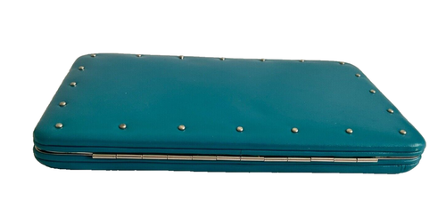 LODIS Framed Wallet Clutch Studded Blue Leather New - Picture 4 of 18