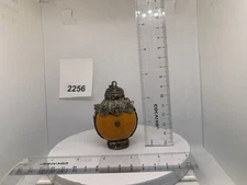 2256 Snuff Bottle Silver Orange Stone Multicolored Color Dots