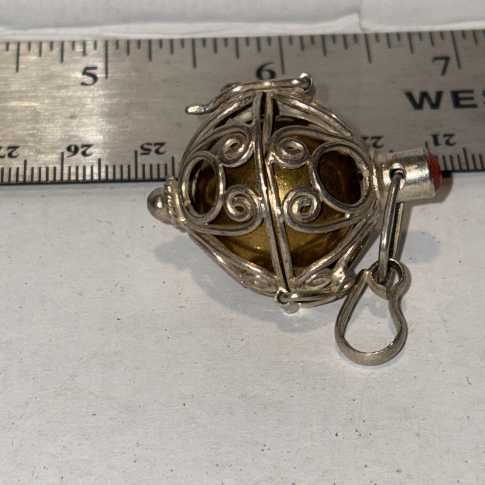 Vintage Silver Harmony Ball Pendant Angel Caller Bell Soft C