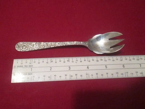 Silver S Kirk & Son Sterling Silver Ice Cream Fork or Spoon 6" with Monogram GBP