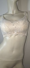 Light Cream Beige Lace Padded Bra Snug 34 Wide Hook Back Adjustable Straps