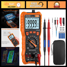 6000 Counts TRMS Multimeter - 20A NCV Detector, Backlit LCD, Temp Probe, Leads