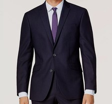Kenneth Cole Reaction Men's Blue Basketweave Slim-Fit Suit Jacket Size 44S