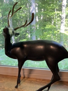 Black Metal Deer Figurine - Heavy/ Sturdy. 12”W X 18”H.