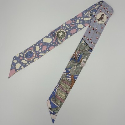 Hermes Les Folies du Ciel TwillySilk Rose Bleu Jaune Vif Multicolor