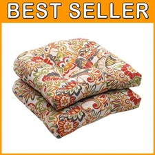 Floral Indoor/Outdoor Wicker Cushion, 2 Pack