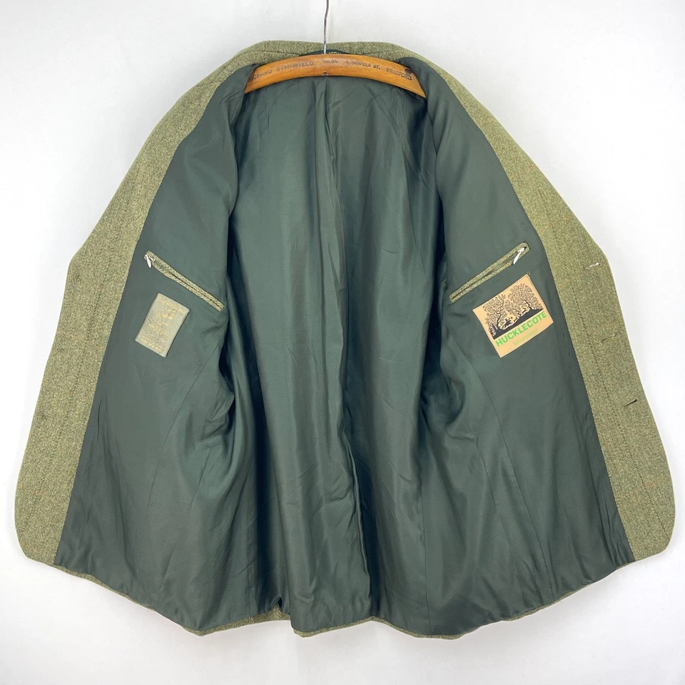 Hucklecote Tweed Jacket Mens 46R Green Islay Mill Wool Norfolk Hunting Shooting - Image 3 of 4