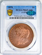 1878 MORGAN $1 J-1553 PCGS PR 65+ RB