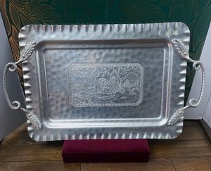 Vintage Cromwell Aluminum Hammered Tray Dutch Village Serving Tray NICE 