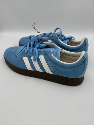 Adidas VL Court 2.0 Blue Suede Gum Sole Sneakers Men 8.5 Women 9.5 NWT No Box