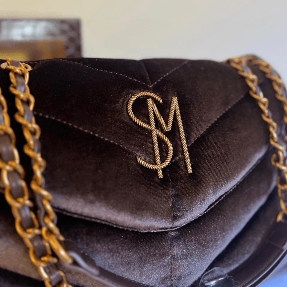 NUEVO Bolso de Mano Steve Madden Terciopelo Marrón Foto 3 de 4