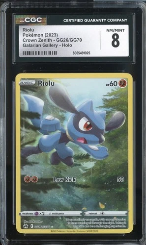 RIOLU CROWN ZENITH  GG26/GG70 POKEMON GALARIAN GALLERY HOLO CGC 8 NM/MINT